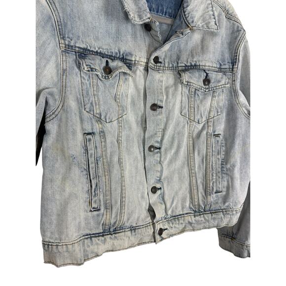 Free People Paisley Quilted Denim Jacket Trucker Boho Hippie Oversized Baggy M/L - Picture 7 of 13